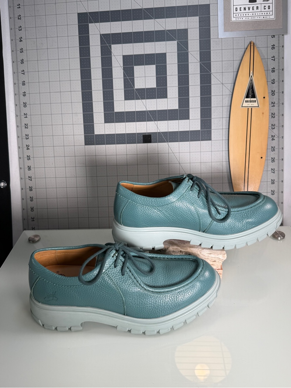 Men's Teal Casual Leather Shoes - Picture 6 of 15
